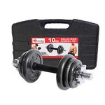 PowerMax Fitness Adjustable Coated Iron Dumbbell and Anti-Slip Rod Set with Carry Case For Home Workout , Black