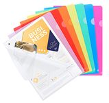 25 x Transparent Plastic Folders A4, Clear Plastic Wallets for File Paper Cover, 8 Assorted Colours A4 Plastic Sleeves Wallets, Clear Side Cut File Cover for Work, Report, Project, Presentation