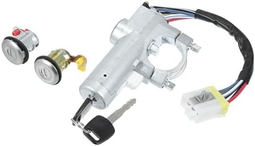 Partuto Ignition Lock Cylinder W/Keys - Car Ignition Switch Cylinder Lock Assembly - for Nissan Frontier 1999-2003 Metal Silver Tone - for Nissan Door Lock Cylinder 1set