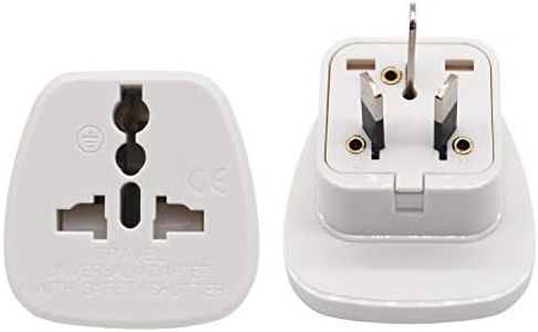 Travel Adapter for Australia/New Zealand with Safety Shutter and Insulated Pins, US/UK/JP/CN/EU to AU/NZ Grounded Outlet Socket (1 Piece White)