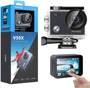 AKASO V50X Native 4K30fps WiFi Action Camera with EIS Touch Screen 4X Zoom 131 feet Waterproof Camera Support External Mic Remote Control with Helmet Accessories (Without 64GB MicroSD Card)