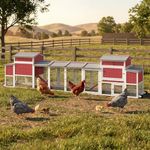 Large Chicken Coop with Run for 6-12 Chickens, Mobile Outdoor Hen House Chicken Tractor with Wheels, Wooden Poultry Cage Full Asphalt Roof, Nesting Box, Pull-Out Tray & Fun Swing 165.4" L