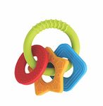 BeeBaby Chewy Trinkets Soft Silicone Teether for 3 to 6 Months, 100% BPA Free, Food Grade Chewing & Teething Toys for Babies, Textured Surface to Massage Gums with Easy Grip (Geometrical Shape, 3M+)