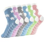 Jsdoin 6 Pairs Fluffy Socks for Women, Bed Socks Warm Soft Fuzzy Bed Socks for Women and Girls Winter Slipper Socks Christmas Gifts