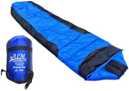 Aim Emporium Temp 15°C to 25°C Light Weight Sleeping Bag for Camping and Traveling (Blue,1kg) Mummy Shape Sleeping Bag Comfortable for 6 Ft.
