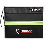 ROLOWAY Fireproof Document Bag (14 x 11 inch) with 5200℉ Upgraded Aluminum Foil Layer, Fireproof Bag for Documents with Reflective Strip, Fireproof Money Bag for Cash Safe with Zipper (Black)