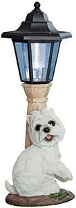 Bits and Pieces - Solar Light Westie Lantern Sculpture - Durable Resin Garden Statue