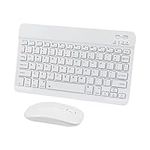 Bluetooth Wireless Keyboard and Mouse Combo, CHUYI Compact Ultra-Thin Sleek Design Cordless Rechargeable Keyboard and Quiet Mouse Set 78Keys for PC Computer Tablet Laptop (10 inch - White)