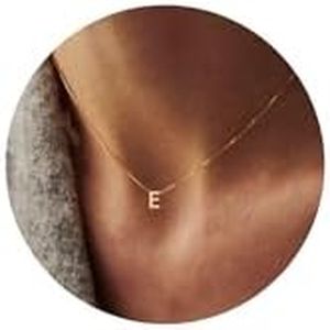 Fwlisesa Initial Necklaces for Women, 14k Gold Plated Dainty Gold Letter Necklace Tiny Initial Pendant Necklace Cute Letter Name Choker Necklaces for Women Simple Gold Jewelry for Women Gifts, Brass,