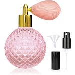 LINALL Perfume Bottle Vintage Atomizer Spray Bottle 3.4oz Empty Refillable Perfume Atomizer Glass Bottle Great for Perfume Home Decoration Cocktail Pink