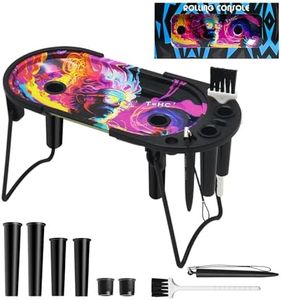 HENGDLOO Metal Rolling Tray with Cone Loader Set 8.5 x 3.8 Inch, for King Size and 1 1/4 Size Cones Rolling Paper, Pre Roll Machine, Foldable Stand Rolling Table with Cone Filler, Brush, Tools