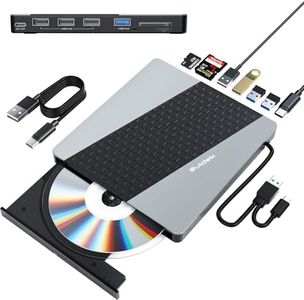 SUIDEK Unidad Externa de CD/DVD, USB 3.0 USB C portátil CD/DVD +/-RW, grabadora de DVD con Lector de Tarjetas SD/Micro SD 7 en 1, hub Compatible con Laptop, Escritorio, Mac, PC, Windows, Linux