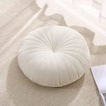 Floor Pillow Meditation Cushion Round Large Floor Pillows Seating for Adults, Velvet Thick Floor Cushions for Yoga Living Room Balcony Outdoor Tatami 18inches（Beige）