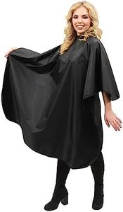 ForPro Professional Collection Poly Chemical Cape, Professional Hair Salon Styling Cape with Adjustable Snap Closure, Black, 58" L x 47" W