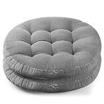 Unittype 2 Pcs Floor Cushion Meditation Pillow for Sitting on Floor, 22 x 22 Inch Kids Big Floor Cushion Tufted Corduroy Round Cushion Floor Cushion for Adults Yoga Outdoor Seat Pads (Gray)