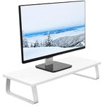 VIVO 24 inch Monitor Stand, Wood & Steel Desktop Riser, Screen, Keyboard, Laptop, Small TV Ergonomic Desk and Tabletop Organizer, White, STAND-V000D-W