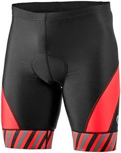 SLS3 Triathlon Shorts Mens - Padded Tri Shorts Mens Triathlon Shorts - 8" Triathalon Shorts, Quick Drying, FX Z (Black/Red Stripes, Small)