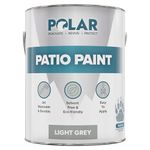 Polar Patio Paint - Light Grey RAL 7040-5 Litres - Outdoor Floor Paint for Concrete, Garden Patio, Stone, Pathway Flags & Paving Slabs - Easy to Use UV & Weather Resistant