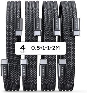 LISEN 60W Cable USB C Charge Rapide [Lot de 4/0.5M+1M+1M+2M ] Cable USB C vers USB C Nylon Tressé pour iPhone 17 Samsung S25 Ultra iPad Air MacBook Pro Google Pixel 9 Xiaomi Switch PS5 Tablet