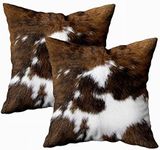 TOMWISH 2 Packs Hidden Zippered Pillowcase Christmas Cowhide Accent 18X18Inch,Decorative Throw Custom Cotton Pillow Case Cushion Cover for Home