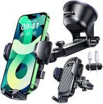 YRU【Best 80+LBS Strongest Suction】 Car Phone Holder Mount 2024 Ultimate【Military-Grade Patent & Safety Certs】 Dashboard Windshield Vent Truck Cradle Stand for iPhone 15 Pro Max 14 13 Samsung, Black