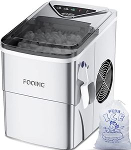 Ice Cube Maker FOOING Ice Machine Maker Worktop Ready in 6 Mins 2L Ice Machine with Ice Scoop and Basket LED Display Ice Makers for Home Bar Kitchen Office