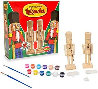 Toynk Paint Your Own Wooden Nutcracker Figure Craft Kit, Set of 2 | Holiday Christmas Decoration for Indoor Winter Table Desktop - 7 Inch