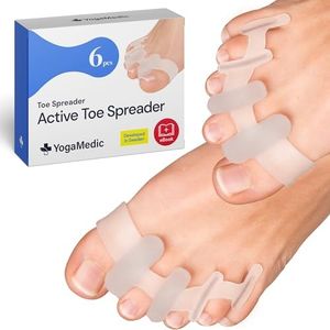 YOGAMEDIC Toe Spacers Toe Separators for Overlapping Toes 6 Pcs- Improved Silicone Bunion - 0% BPA, One-size for Women & Men