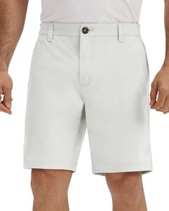 33,000ft Mens Golf Shorts 9 inch Inseam Quick Dry Elastic Waist Classic-Fit Drawstring Dress Shorts Hiking Fishing Business Light Grey