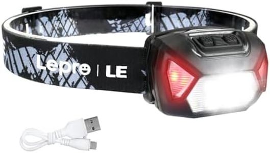 Lepro Stirnlampe LED Wiederaufladbar, 2000 Lux Superhell Kopflampe Stirnlampe mit Rotlicht und 6 Lichtmodi, IPX4 Wasserdicht Stirnleuchte, Ideal für Camping&Joggen, Schwarz [inkl. USB Kabel]