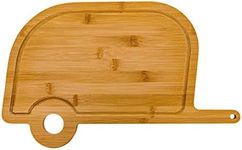 Camco Life is Better at The Campsite Retro RV Shaped Bamboo Wood Cutting Board for Food Prep-Doesn't Dull Knives, Resists Moisture (53089)