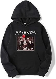 Midsupc Friends Horror Halloween Hoodie Pennywise Michael Myers Jason Pullover Jacket Coat Scary Movies Gift Hoodies for Women Men (Black,XL)