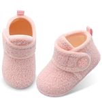 JOINFREE Boys Girls Non-Slip EVA Sole Indoor Warm House Slippers Kids Walking Winter Socks Shoes Light Pink 6.5-7 Toddler