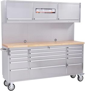 72 inch Tool Chest, Tool Box Mobile 15 Drawers, Storage Rolling Cabinet with Wheels, Lock Key Locking System Drawer Liners for Garage, Warehouse, Repair Shop