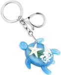 Amabro Turtle Keychain, Sea Turtle Keyring Beach Keychain with Clasp Purse Charm 3D Turtle Ocean Animal Birthday Gift(Blue)
