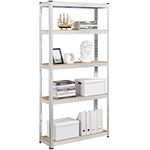 Yaheetech Garage Shelves 5-Tire Utility Rack Adjustable Shelving Unit for Home Office Garage, with Gloves, 90 x 30 x 180cm, Silver