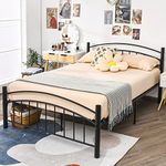 COSTWAY Single/Double Metal Bed Frame, 3FT/4FT6/5FT Platform Bed with Headboard, Footboard and Underbed Storage Space, Slat Support Bedstead Base Mattress Foundation, No Box Spring Needed (King Size)