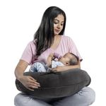 Wakefit Feeding Pillow | 3 Months Warranty | 5 in 1 Feeding Pillow for New Born Baby, Feeding Pillow for Breastfeeding with Removable Velvet Cover, 22.5 x 22 x 6 inches (Grey)