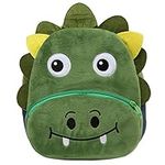 Kasgo Tier Kindergartenrucksack Jungen, Kleiner Niedlich Kinderrucksack Mini Sanft Plüsch Kleinkind Bayby Rucksack Alter 1-3 Jahre (Grüner Dinosaurier)