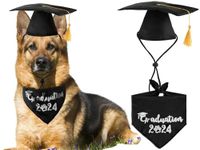 JPB Dog Graduation Cap with Yellow Tassel and Black Pet Graduation 2020 Bandana