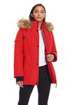 Alpine North Women’s Vegan Down Parka with Faux Fur Hood - Insulated, Water-Repellent, Winter Coat, Jacket For Women (Crimson, Medium)