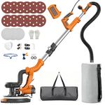Protmex Drywall Sander, 1000W Wall Sander with Vacuum Dust Collection and LED Light, 6 Speed 800-2200RPM 15Pcs Sanding Discs Foldable Extendable Electric Sanding Machine for Walls Popcorn Ceiling