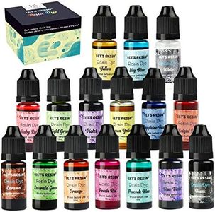 LET'S RESIN Epoxy Resin Pigment 16 Color Liquid Epoxy Resin Dye, Concentrated Epoxy Resin Paint,Resin Colorant for Resin Coloring,Resin Jewelry, Resin Art Crafts DIY Making (Each 0.35oz)