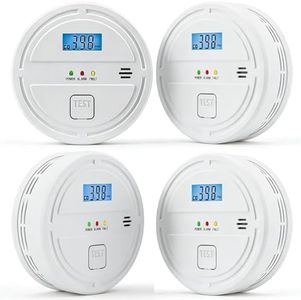 4 Packs Smoke & Carbon Monoxide Detector Battery Operated,2-in-1 Smoke Detector Carbon Monoxide Detector Combo,Smoke Alarm with Digital Display for Home