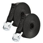 2 Pcs Ratchet Tie Down Straps 5m x 25mm 200kg Heavy Duty Lashing Straps Adjustable Retaining Straps Tensioning Belts with Buckle for Vans Motorcycle Trucks Trailer Luggage Cargo Black