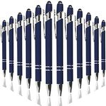 Oddmoal Ballpoint Pen with Stylus Tip, Soft Touch Click Stylus Pen, 2 in 1 Retractable Metal Stylus Pens for Touch Screen, Black Ink, 12 Count(Dark Blue)