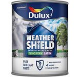 Dulux Weather Shield Quick Dry Satin Paint, 750 ml - Pure Brilliant White