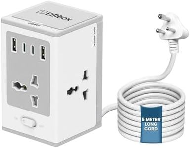 Embox 8-in-1 Gan Charger 30W Fast Charger | Type C USB 4 AC Sockets (2500W) Wireless Fast Charging | Multi-Port Desktop Charger for Laptop, iPhone, Android, Portable Charging Station, 5meter
