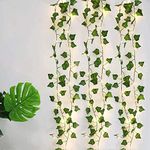 6 Packs Artificial Vines with 33FT 100LED Fairy Lights, Fake Ivy Leaf String Lights for Bedroom Aesthetic Decor, Artificial Hanging Plants Garland Greenery for Wall Decor (Ivy)