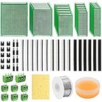 Tnisesm PCB Board Prototype Kits, Circuit Solder Double Side Board with 40 Pin 2.54 mm Male to Female Headers Connector, 2P&3P Screw Terminal Block, Solder Flux, Solder Wire for Electronic Projects